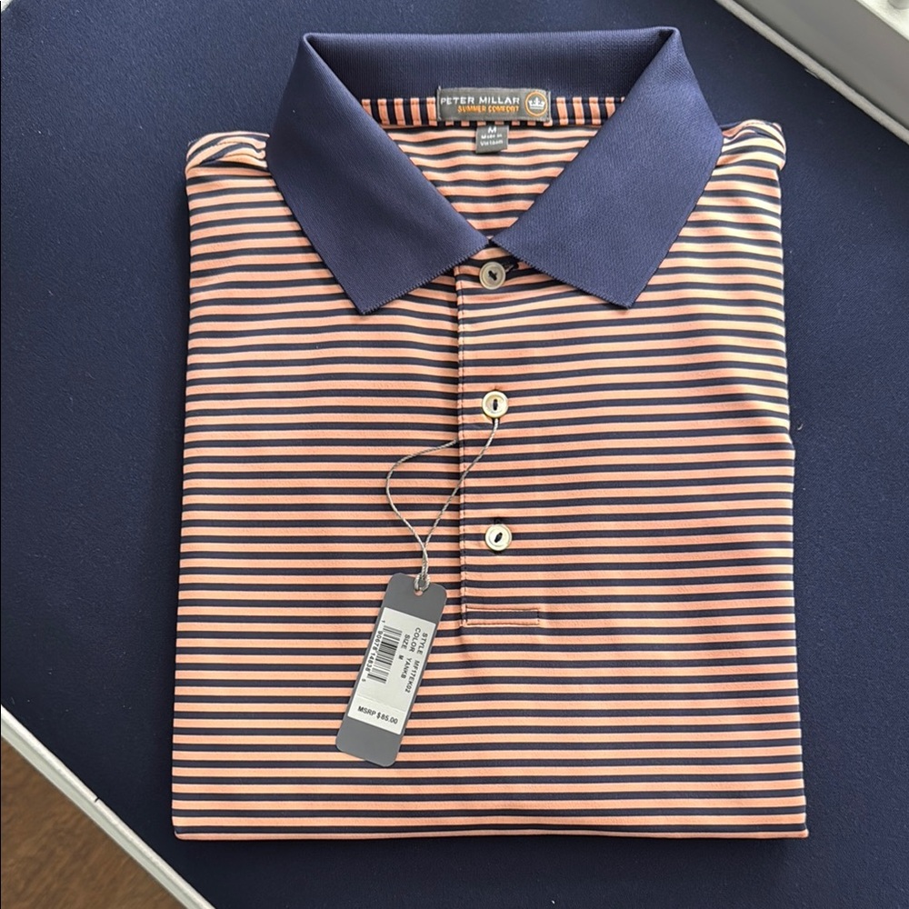 Peter Millar Blue and Orange Polo Shirt